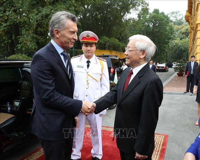 Tổng Bí thư, Chủ tịch nước Nguyễn Phú Trọng hội đàm với Tổng thống Argentina Mauricio Macri