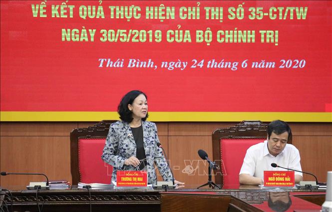 Đoàn công tác của Ban Bí thư Trung ương Đảng làm việc tại Thái Bình