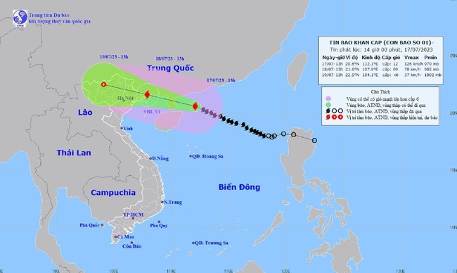 Tin bão mới nhất cơn bão số 1: Gió giật cấp 15, cách Móng Cái khoảng 480 km