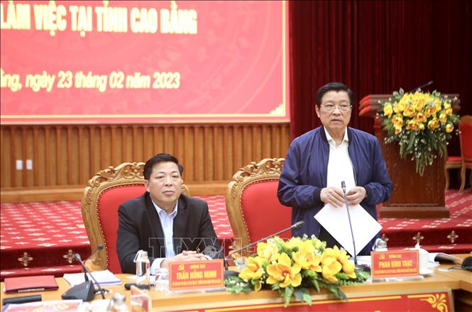 Trưởng ban Nội chính Trung ương Phan Đình Trạc làm việc tại tỉnh Cao Bằng