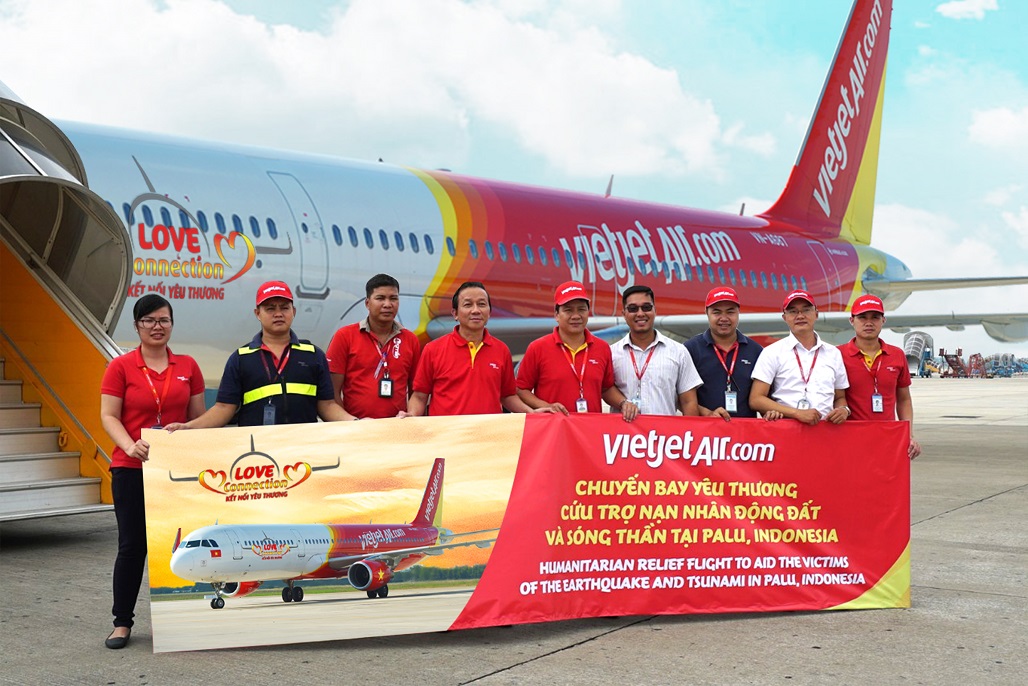 Chuyến bay cứu trợ nạn nhân động đất, sóng thần tại Indonesia của Vietjet Air