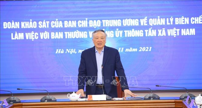 Đoàn khảo sát của Ban Chỉ đạo Trung ương về quản lý biên chế làm việc với TTXVN