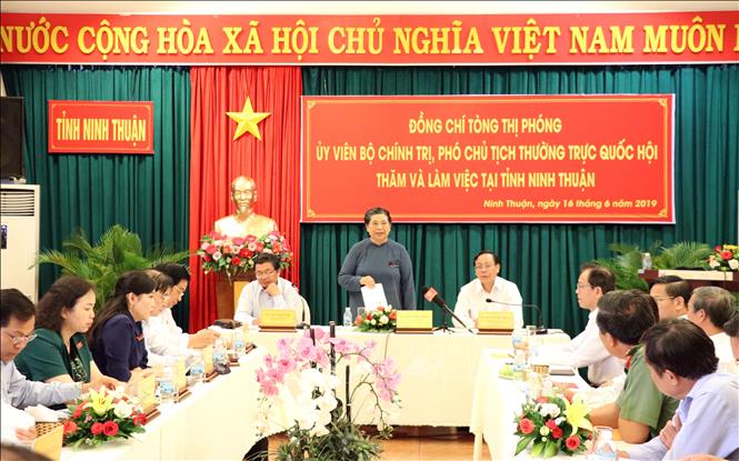 Phó Chủ tịch Thường trực Quốc hội Tòng Thị Phóng làm việc tại Ninh Thuận