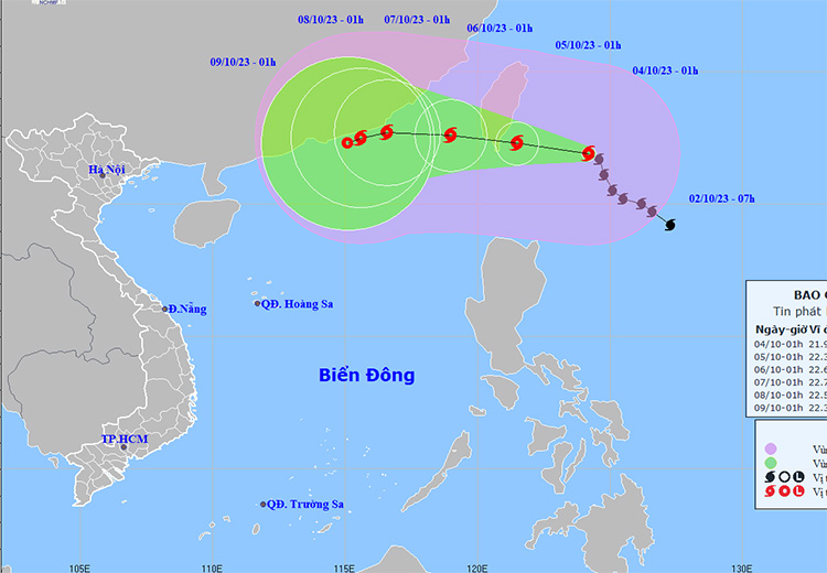 Thời tiết ngày 4/10: Bão Koinu có gió mạnh cấp 14, giật cấp 17