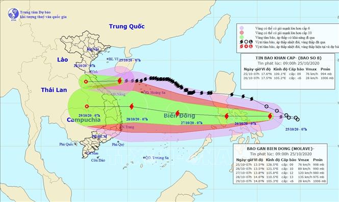 Bão số 8 gây mưa to từ Nghệ An đến Thừa Thiên-Huế, bão số 9 đang mạnh thêm