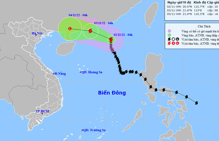 Thời tiết ngày 2/11: Bão số 7 suy yếu thành áp thấp nhiệt đới