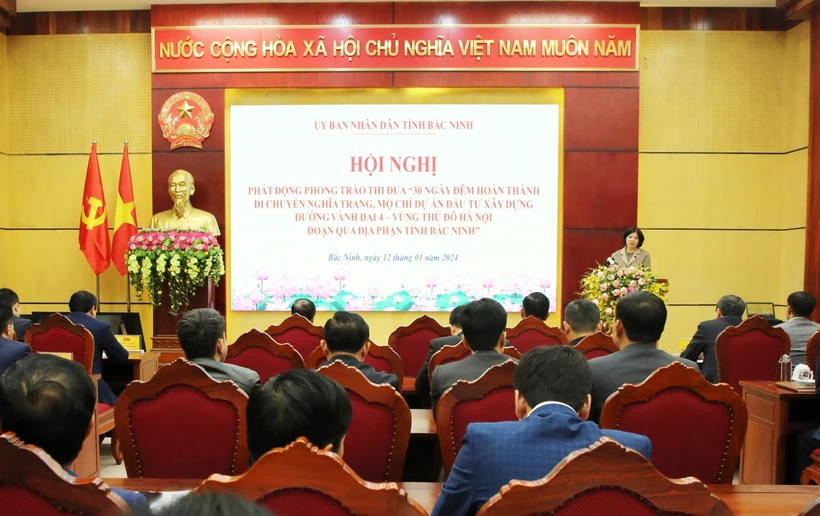 Bắc Ninh phát động cao điểm giải phóng mặt bằng Dự án đường Vành đai 4 | Vietnam+ (VietnamPlus)