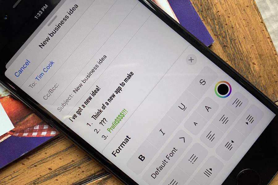 Cách sử dụng công cụ định dạng văn bản mới của ứng dụng Mail trên iOS 13