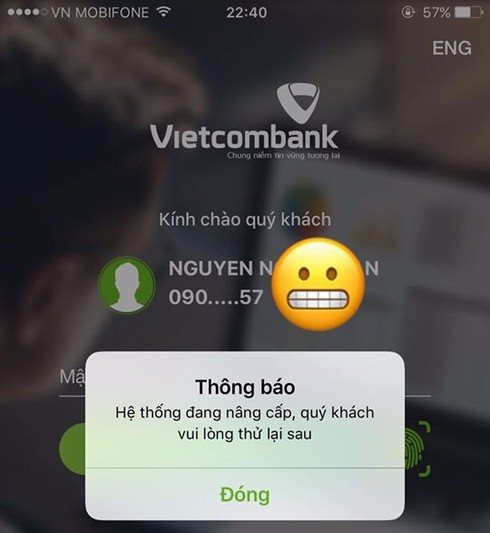 Dịch vụ ngân hàng điện tử của Vietcombank bất ngờ dừng hoạt động vào đêm muộn