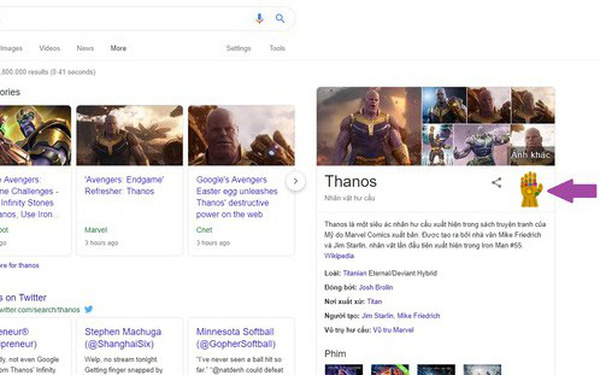 Google Tìm kiếm đã có Găng tay Vô cực cho bạn thử: Chỉ cần gõ Thanos là ra, làm luôn đi