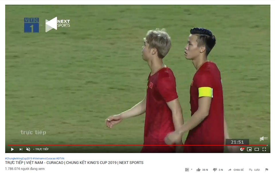 Trận chung kết King’s Cup 2019 giữa hai ĐT Việt Nam và Curacao đạt lượng người xem cao kỷ lục trên YouTube