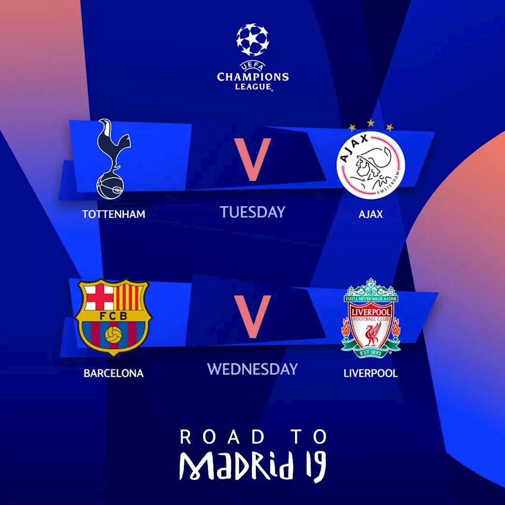 Lịch trực tiếp bán kết Champions League 2019 tuần này