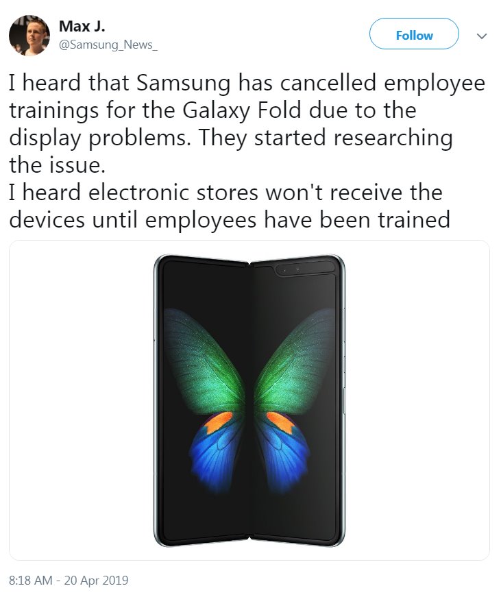 Cập nhật bất ngờ về Galaxy Fold: Hủy ra mắt sản phẩm, dừng đào tạo nhân viên